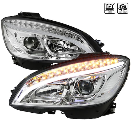 Spec-D Tuning 08-11 Mercedes Benz C-Class Pro Headlights-Chrome LHP-BW20408-TM